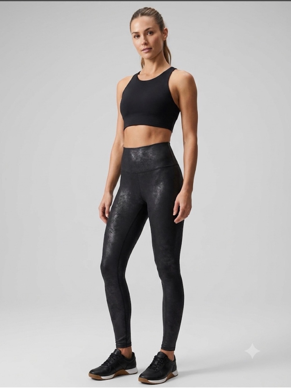 Spanx Faux Leather Snake Print High Rise Slimming Leggings Black Medium Tall